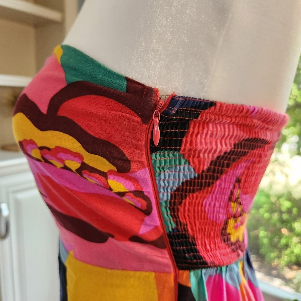 Olivaceous Strapless Maxi Dress Floral Multicolor Boho Size Small - Picture 4 of 10